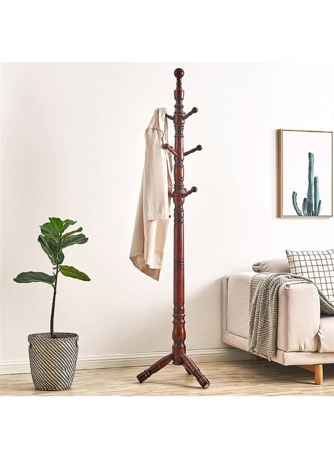 SMART HOME - Luxury Wooden Clothes Hanger with Hooks, Clothes Hanger 190cm Height (Dark Brown) - Image 1