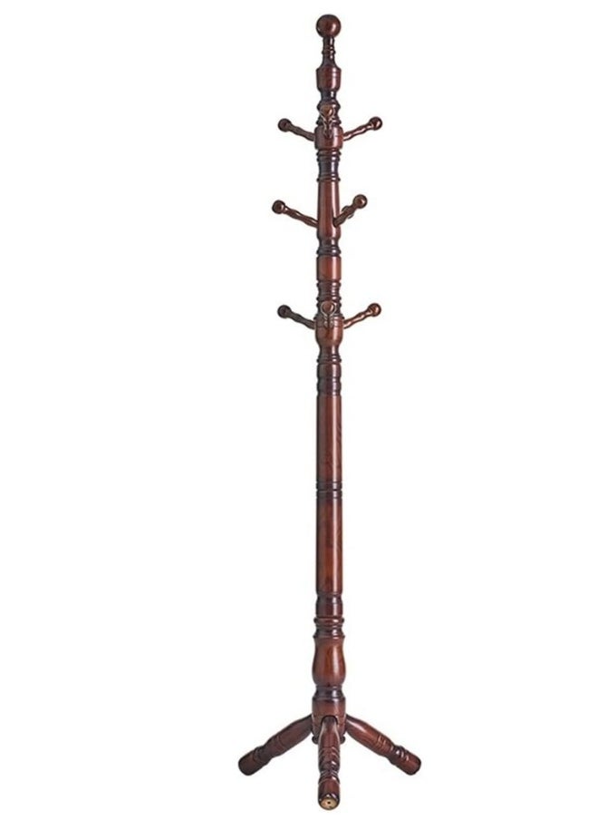 SMART HOME - Luxury Wooden Clothes Hanger with Hooks, Clothes Hanger 190cm Height (Dark Brown) - Image 1