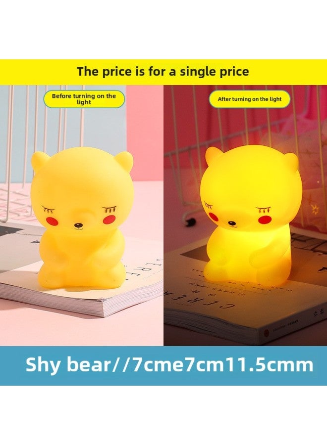 Unicorn Starry Sky Sun Glitter Ice Cream Night Light Children's Room Decor Feeding Little Night Light Luminous Toy-Color:Big Bear (Yellow) - Image 1