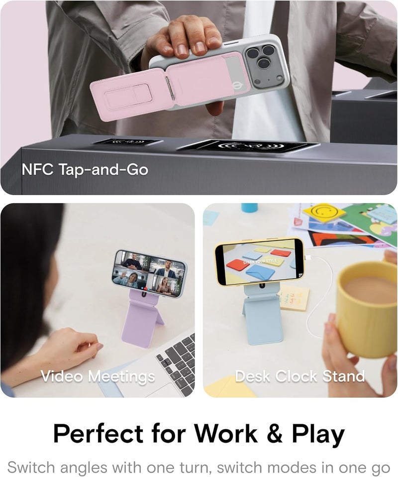 حامل ثلاثي القوائم ومحفظة لهاتف MOFT، حامل بطاقات NFC، يحمل 1-2 بطاقات | زوايا متعددة | محمول | جلد MOVAS | متوافق مع Magsafe | سهل الشحن | أساسي للسفر | لمنشئي المحتوى - Image 5