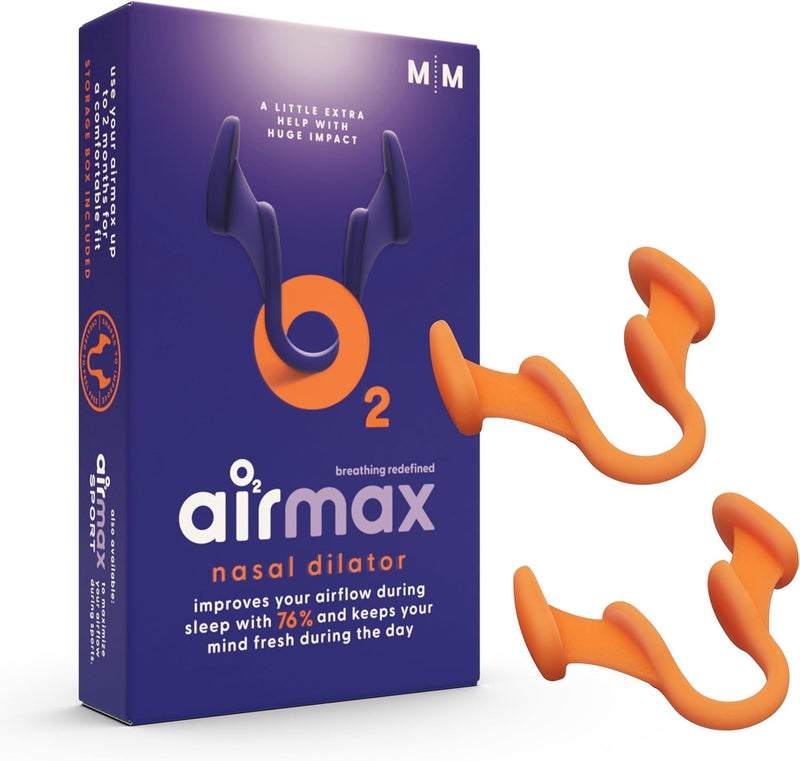 Airmax Unisex Classic Nasal Dilators Two-Pack - Anti Snoring Device - Improves Airflow - Orange - Medium - Image 1