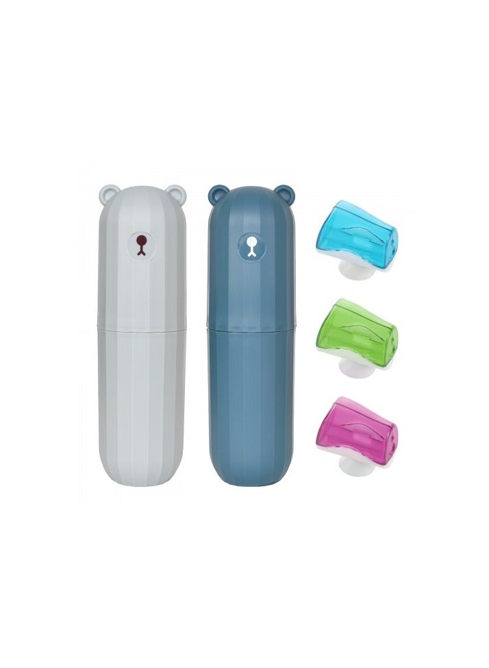 2 Pcs Travel Toothbrush Cups with 3 Toothbrush Covers – Portable PP Toothbrush Holder Set for Bathroom, Camping or Travel (Green and Blue) - Image 1