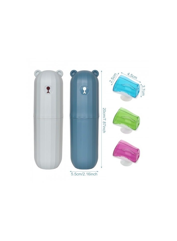 2 Pcs Travel Toothbrush Cups with 3 Toothbrush Covers – Portable PP Toothbrush Holder Set for Bathroom, Camping or Travel (Green and Blue) - Image 2