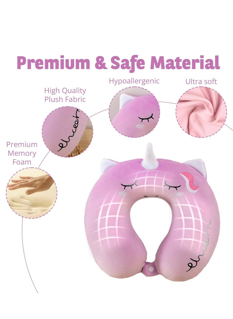 Oasisgalore - Airplane, Car, Train Travel Pillow with Memory Foam, Unicorn Design for Kids, Adults. - Image 1