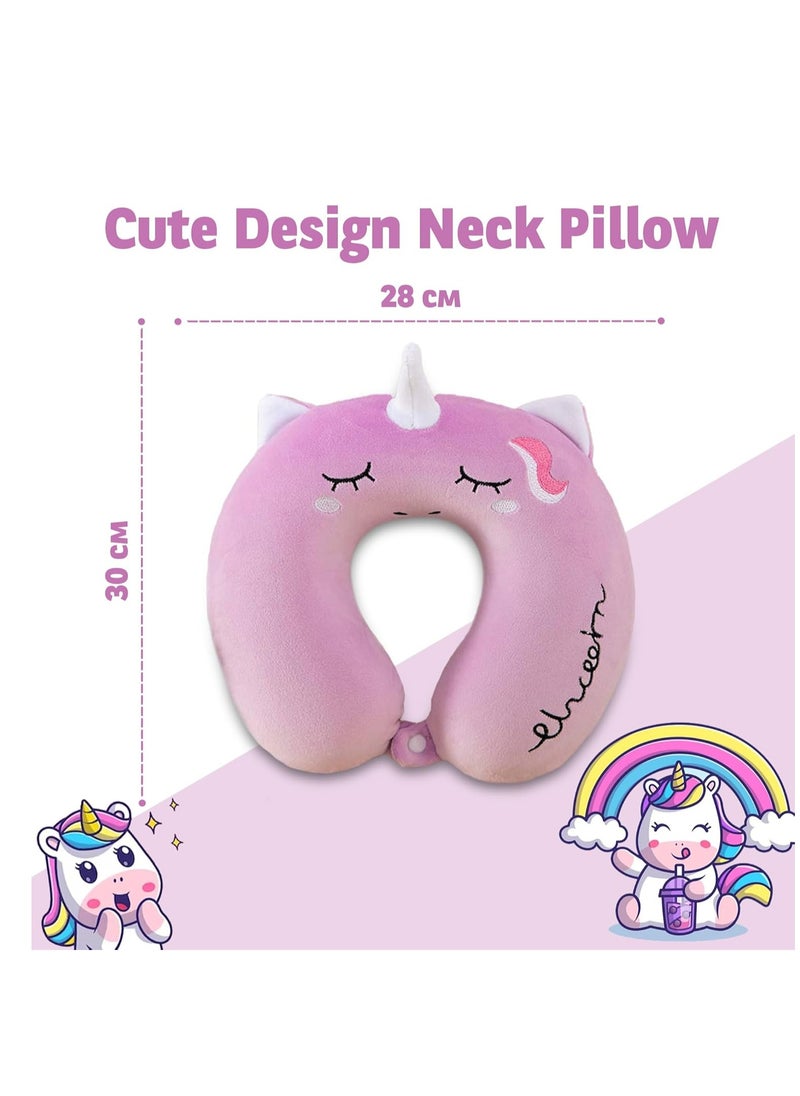 Oasisgalore - Airplane, Car, Train Travel Pillow with Memory Foam, Unicorn Design for Kids, Adults. - Image 1