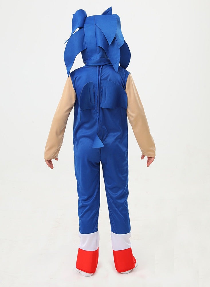 JAYATO Kids Sonic Jumpsuit with Gloves, Sonic Costume Outfit Set, Fancy Dress Up Outfit, Popular Character Clothing for Children, Ideal Dress Up for Themed Parties - Image 3