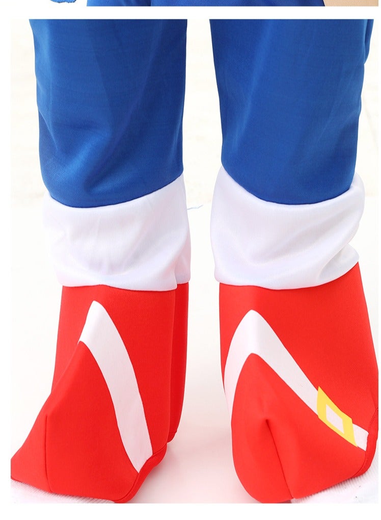 JAYATO Kids Sonic Jumpsuit with Gloves, Sonic Costume Outfit Set, Fancy Dress Up Outfit, Popular Character Clothing for Children, Ideal Dress Up for Themed Parties - Image 4