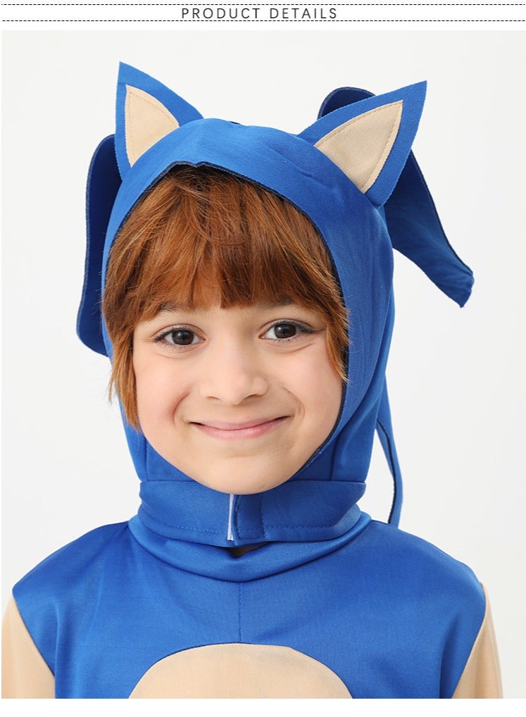 JAYATO Kids Sonic Jumpsuit with Gloves, Sonic Costume Outfit Set, Fancy Dress Up Outfit, Popular Character Clothing for Children, Ideal Dress Up for Themed Parties - Image 5
