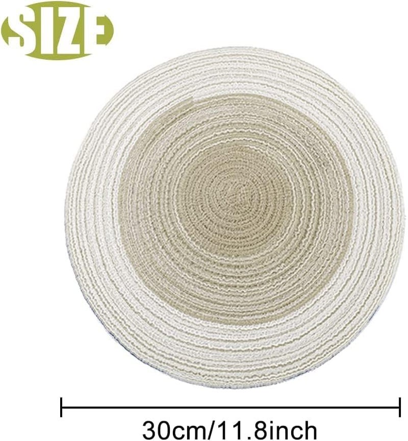 RoarCraft Placemats Round Braided Placemats for Dining Table Diameter 15 inch Woven Heat Resistant AntiSlid Cotton Washable Kitchen Table Mats Cream 6pcs - Image 2