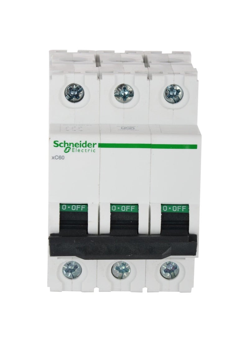 LEONN Schneider Acti9 MCB A9N3P25C 25Amp 3 Pole MCB C Curve 10000A 10kA White Color Miniature Circuit Breaker Short Circuit Protection Overload Protection NHE25A3PMCB4  - Image 1