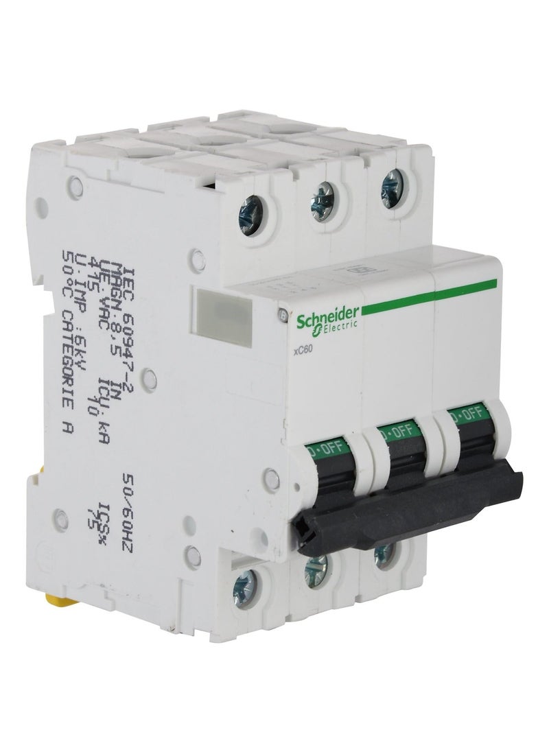 LEONN Schneider Acti9 MCB A9N3P25C 25Amp 3 Pole MCB C Curve 10000A 10kA White Color Miniature Circuit Breaker Short Circuit Protection Overload Protection NHE25A3PMCB4  - Image 2