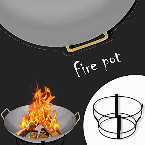 Lyrovo Bonfire Pit for Outdoor Campfire Bowl for Garden Use, Outdoor Camping Barbeque Making with Round Iron Stand - Image 5