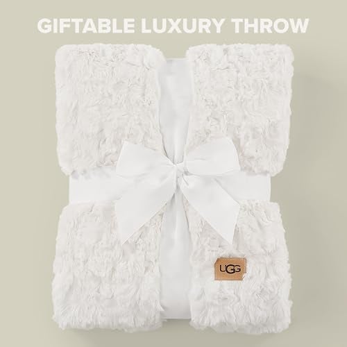 UGG Adalee Faux Fur Throw Blanket Luxury Lightweight Cozy Soft Throw for Couch Bed or Chair Hypoallergenic Machine Washable Double-Sided Fluffy Blanket Home Decor, 50-inch x 70-inch, Natural White - Image 5