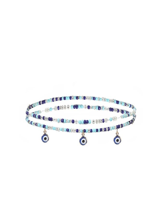 FUTIMELY Waist Bead Chains for Women Girls,Colorful Elastic Seed Beads Belly Body Chain with Butterfly Daisy Evil Eyes Pendent Beach African Jewelry (Evil eyes) - Image 1