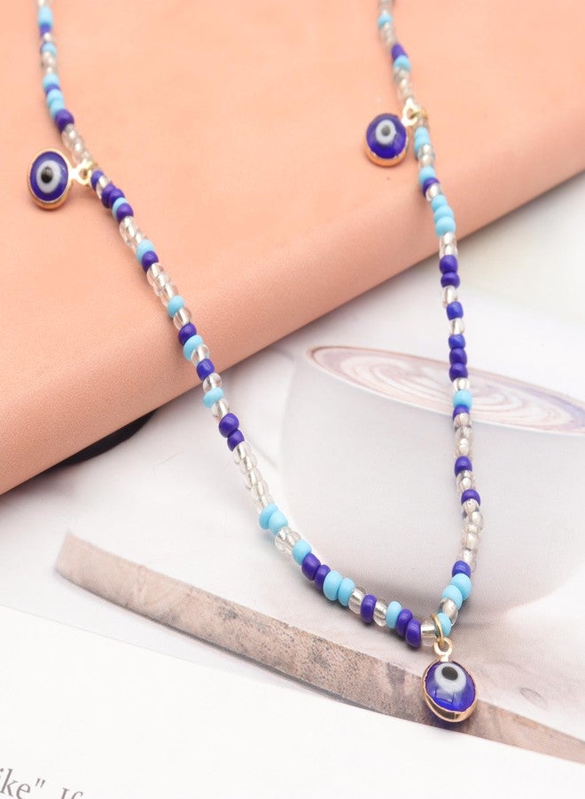 FUTIMELY Waist Bead Chains for Women Girls,Colorful Elastic Seed Beads Belly Body Chain with Butterfly Daisy Evil Eyes Pendent Beach African Jewelry (Evil eyes) - Image 5