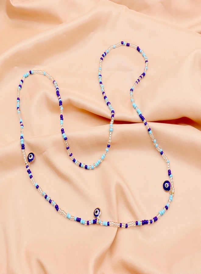 FUTIMELY Waist Bead Chains for Women Girls,Colorful Elastic Seed Beads Belly Body Chain with Butterfly Daisy Evil Eyes Pendent Beach African Jewelry (Evil eyes) - Image 4