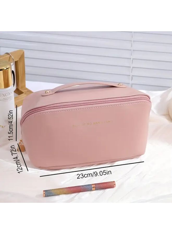 White Large Capacity Travel Toiletry Bag Lightweight Cosmetic Organizer With Handle - Image 4