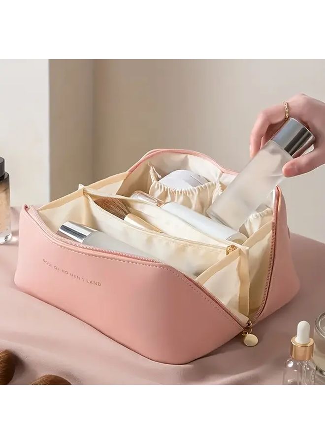 White Large Capacity Travel Toiletry Bag Lightweight Cosmetic Organizer With Handle - Image 2
