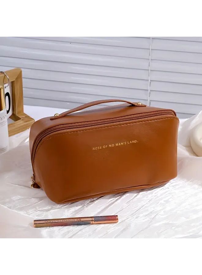 White Large Capacity Travel Toiletry Bag Lightweight Cosmetic Organizer With Handle - Image 5