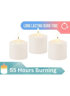 Lukadah Lukadah Premium Quality Unscented Pillar Candles 2 x 2 Inch, Long Burning Hours, Decorative Block Candles, SPA Candles, Romantic Candles - Dripless Clean Burning Dinner Candle | Set of 3  - Image 3