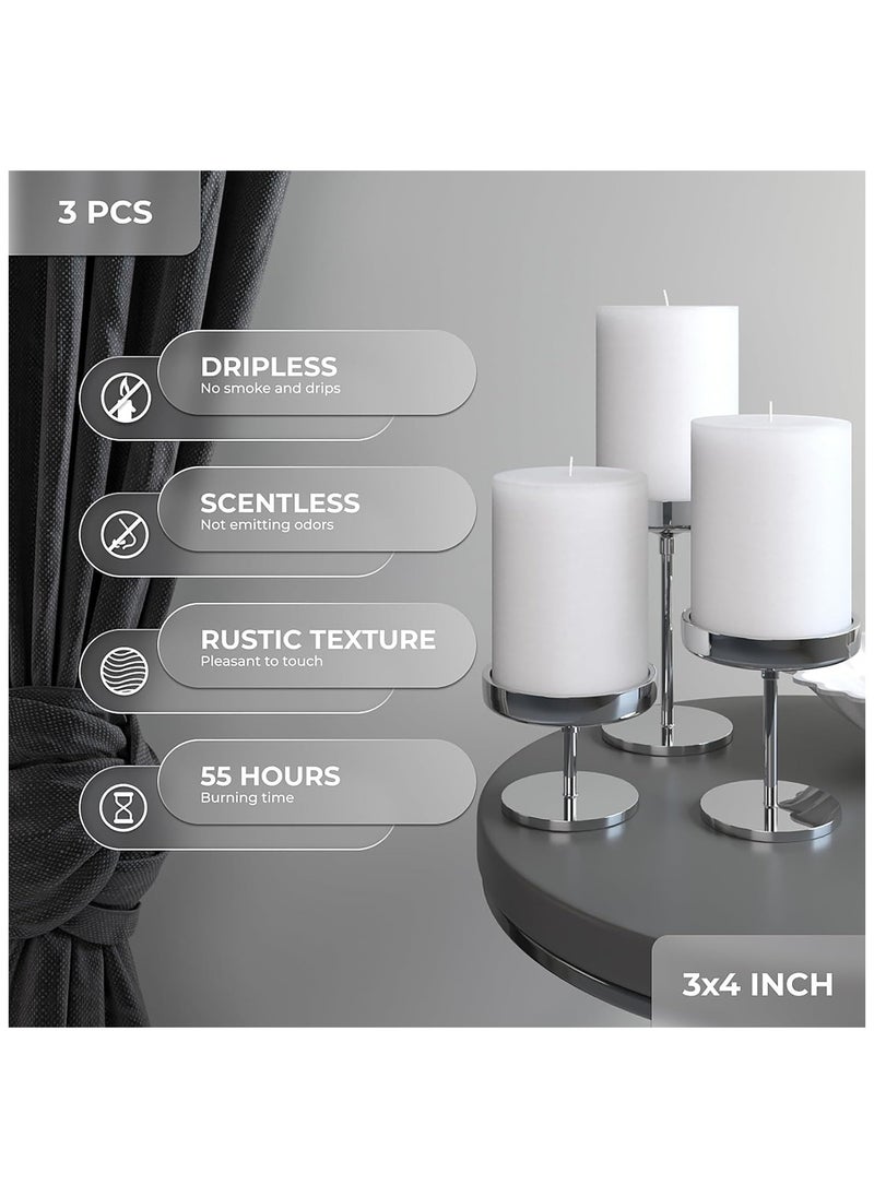 Lukadah Lukadah Premium Quality Unscented Pillar Candles 2 x 2 Inch, Long Burning Hours, Decorative Block Candles, SPA Candles, Romantic Candles - Dripless Clean Burning Dinner Candle | Set of 3  - Image 4