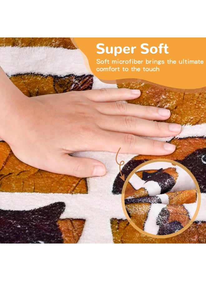 Bukela 40*160cm Area Rugs for Bedroom, Washable Cat Rug Cute Carpet Kid Funny Cartoon Rugs, Room Decor Cat Dog Shaped Pet and Children Entryway Rug (Round Cats) - Image 3