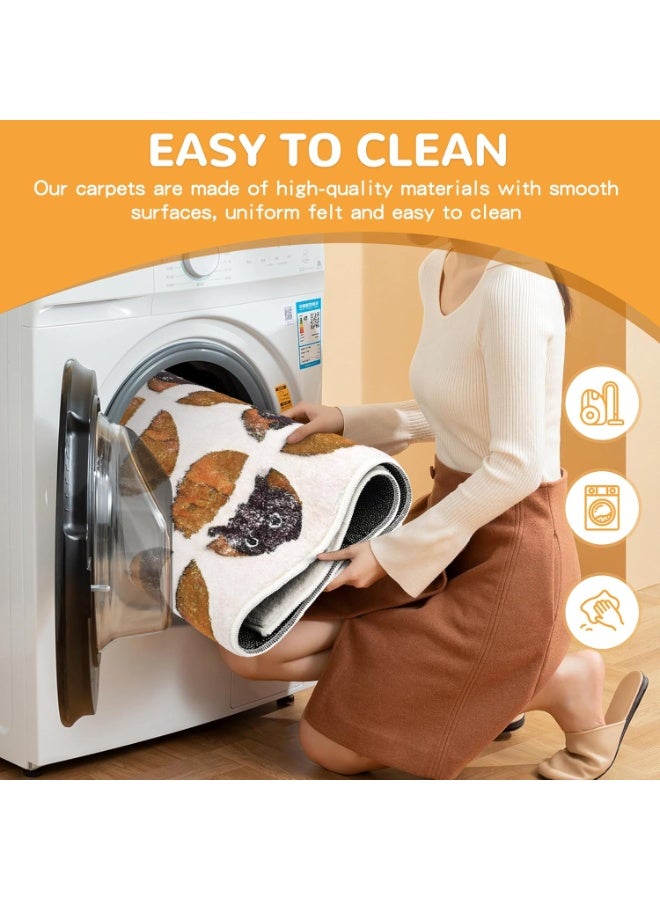 Bukela 40*160cm Area Rugs for Bedroom, Washable Cat Rug Cute Carpet Kid Funny Cartoon Rugs, Room Decor Cat Dog Shaped Pet and Children Entryway Rug (Round Cats) - Image 2