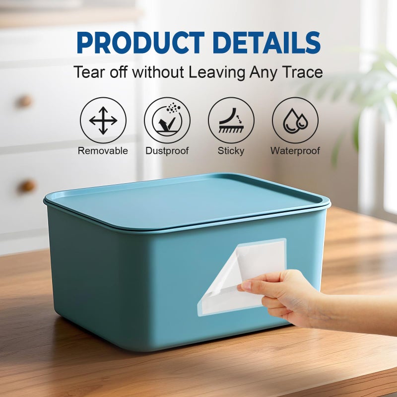 MaxGear 3â€ x 5â€ Index Card Pockets, 52 Pack Plastic Label Holders for Storage Bins and Library, Self Adhesive Card Pocket with Top Open Loading, Removable Clear Label Sleeves, Teacher Classroom Supply - Image 3