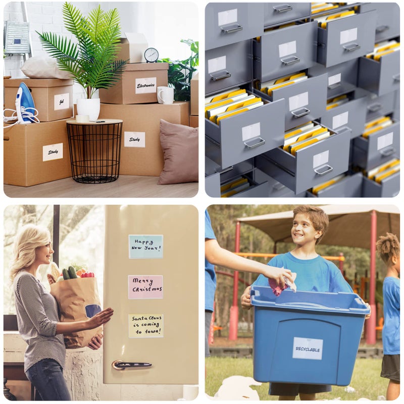 MaxGear 3â€ x 5â€ Index Card Pockets, 52 Pack Plastic Label Holders for Storage Bins and Library, Self Adhesive Card Pocket with Top Open Loading, Removable Clear Label Sleeves, Teacher Classroom Supply - Image 5