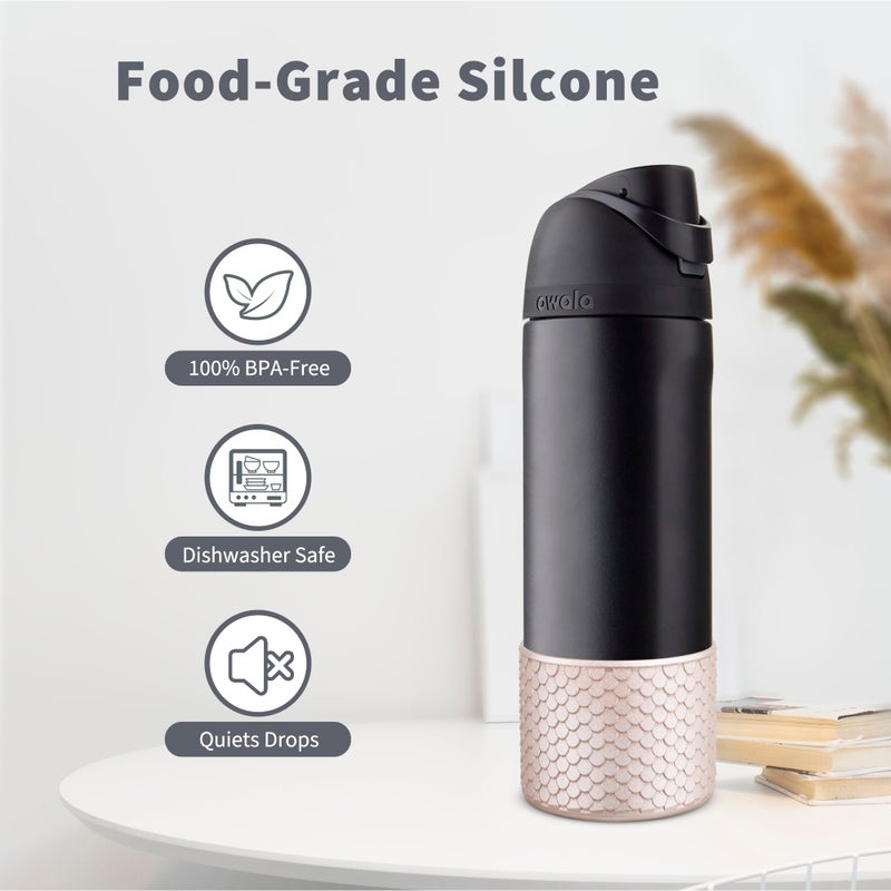 Diumepo Silicone Boot for Owala Water Bottle 24 oz, Anti-Slip Protective Sleeve for Owala Twist,FreeSip and Flip Stainless Steel Water Bottle,BPA Free (Rose Gold) - Image 5