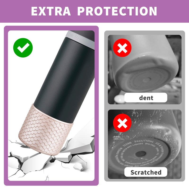 Diumepo Silicone Boot for Owala Water Bottle 24 oz, Anti-Slip Protective Sleeve for Owala Twist,FreeSip and Flip Stainless Steel Water Bottle,BPA Free (Rose Gold) - Image 3