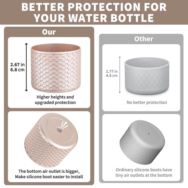 Diumepo Silicone Boot for Owala Water Bottle 24 oz, Anti-Slip Protective Sleeve for Owala Twist,FreeSip and Flip Stainless Steel Water Bottle,BPA Free (Rose Gold) - Image 4