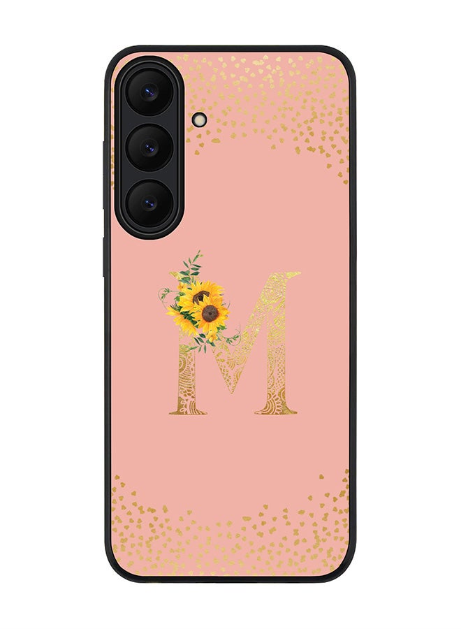 Stylizedd For Samsung Galaxy S25 FE Case,Slim fit Camera Protection, Shockproof Thin Phone cover  - Custom Floral Monogram - M  (Rose Pink )