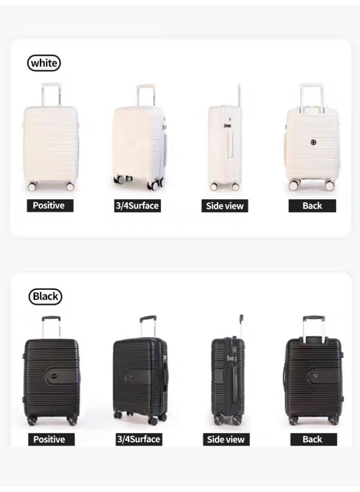 NEWCOM 20/24/28 Inch Premium Travel Suitcase - Large Capacity Compartmentalized Storage (Clothing Restraint Straps + Mesh Bags), Shock-Absorbing Silent Spinner Wheels, Available in White/Black  - Image 3