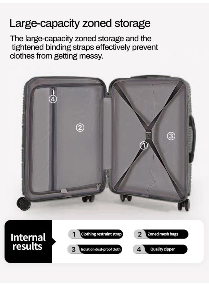 NEWCOM 20/24/28 Inch Premium Travel Suitcase - Large Capacity Compartmentalized Storage (Clothing Restraint Straps + Mesh Bags), Shock-Absorbing Silent Spinner Wheels, Available in White/Black  - Image 4