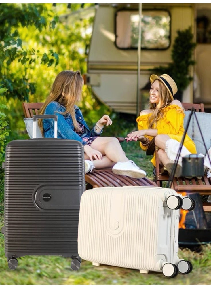 NEWCOM 20/24/28 Inch Premium Travel Suitcase - Large Capacity Compartmentalized Storage (Clothing Restraint Straps + Mesh Bags), Shock-Absorbing Silent Spinner Wheels, Available in White/Black  - Image 2