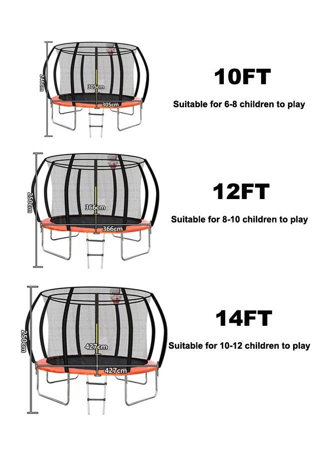 JSAITOYS 10ft/12ft/14ft Gymnastic Fitness Bungee Trampoline With Safe Net And Ladder  - Image 2