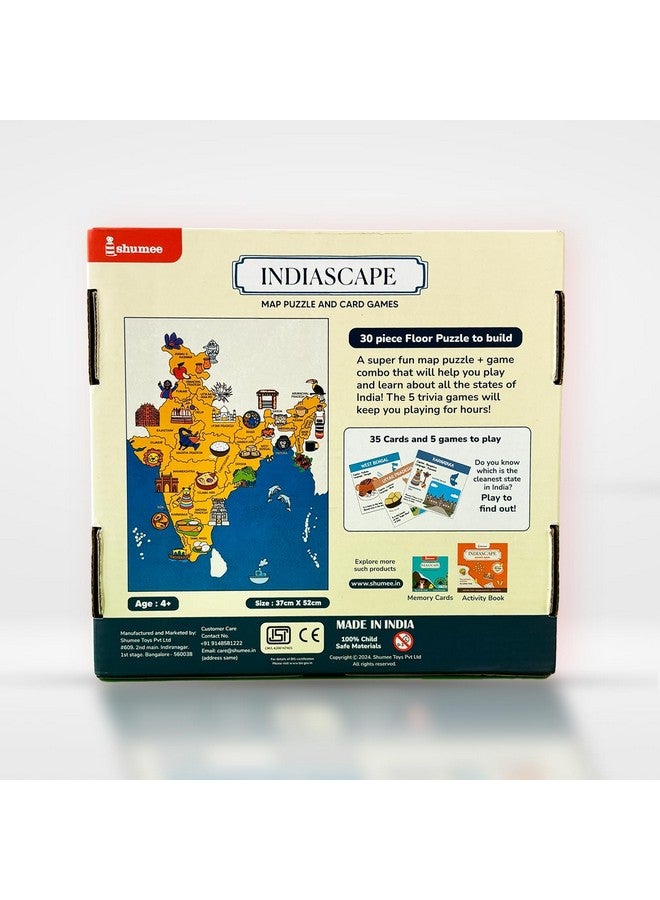 shumee Indiascape Map Puzzle and Card Games Set - 30 Piece Puzzle, 35 Trivia Cards & 5 Games- 4+ Years- Multicolour - Image 5