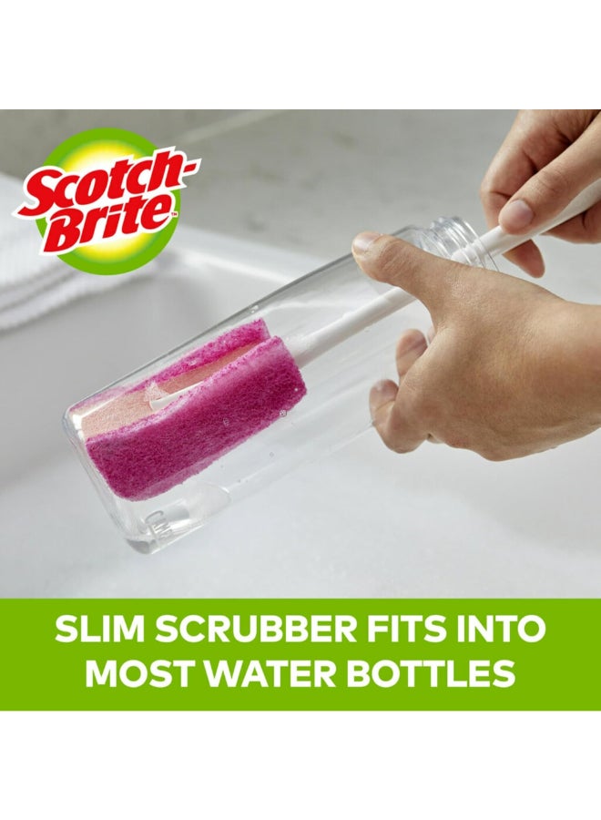 سكوتش برايت سكوتش-برايت فرشاة تنظيف زجاجات المياه بمقبض مريح ومصممة الخدش اللونين الوردي والأبيض الابعاد 11.94 × 2.2 × 2.25 إنش 9479080 - Image 5