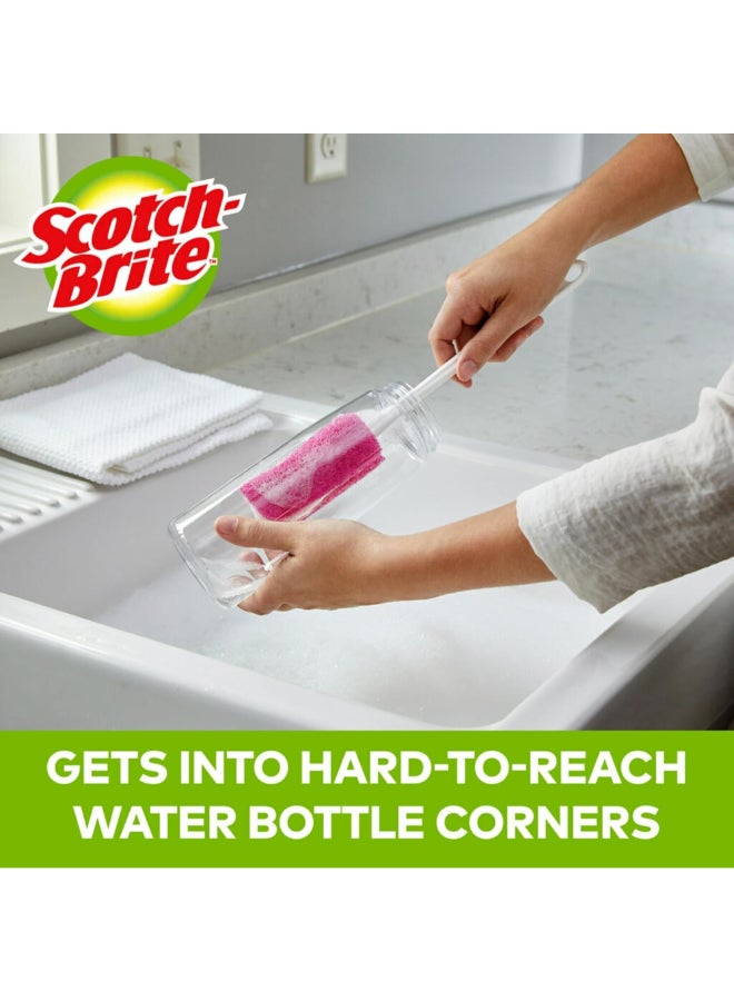 سكوتش برايت سكوتش-برايت فرشاة تنظيف زجاجات المياه بمقبض مريح ومصممة الخدش اللونين الوردي والأبيض الابعاد 11.94 × 2.2 × 2.25 إنش 9479080 - Image 3
