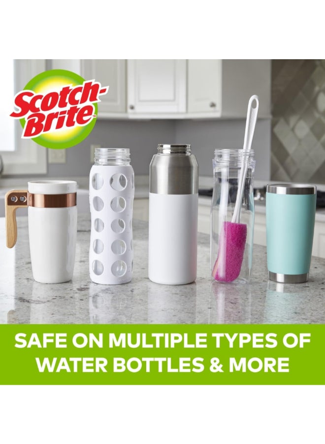 سكوتش برايت سكوتش-برايت فرشاة تنظيف زجاجات المياه بمقبض مريح ومصممة الخدش اللونين الوردي والأبيض الابعاد 11.94 × 2.2 × 2.25 إنش 9479080 - Image 4