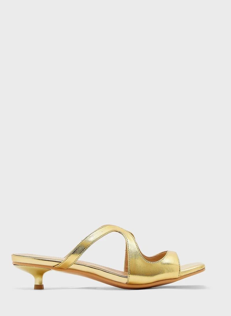 Khizana Curved Strap Mini Heel Mule Sandal