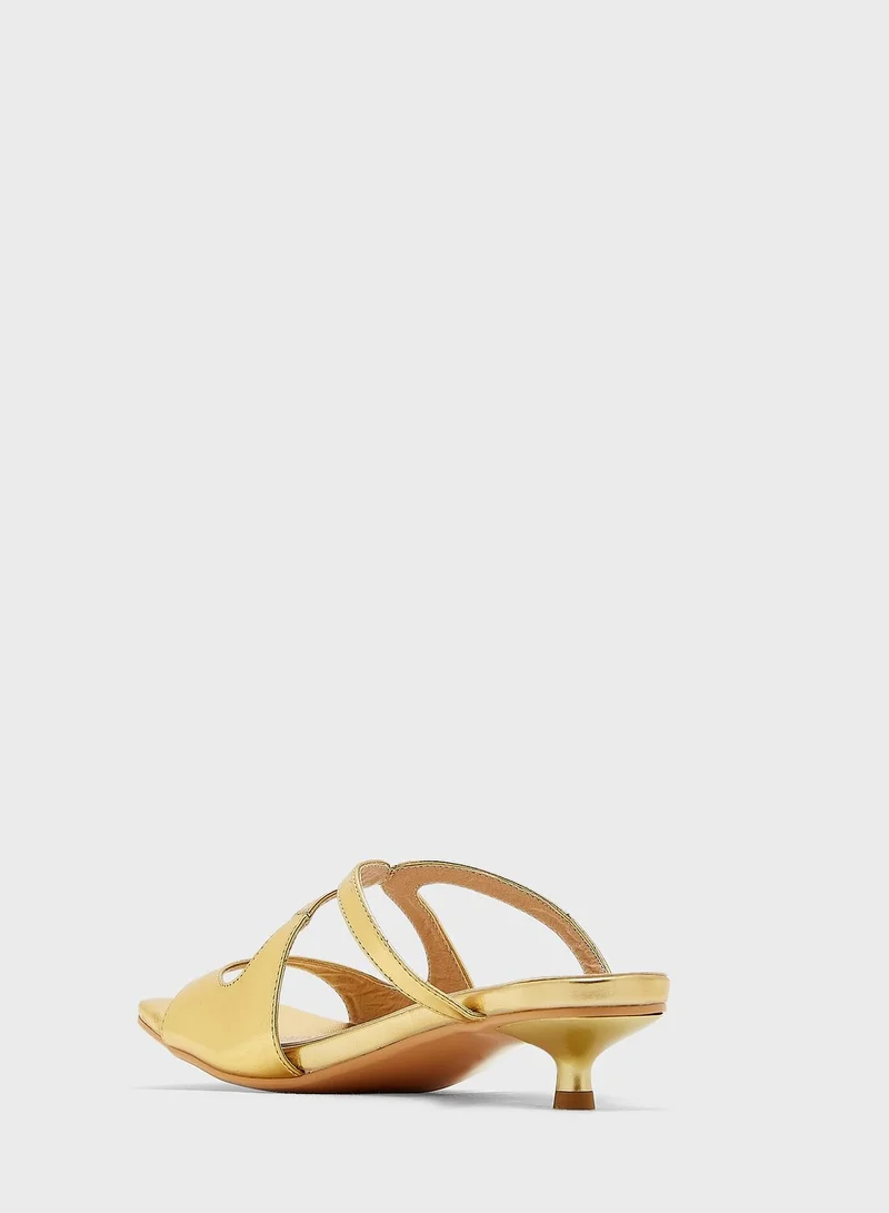 Khizana Curved Strap Mini Heel Mule Sandal
