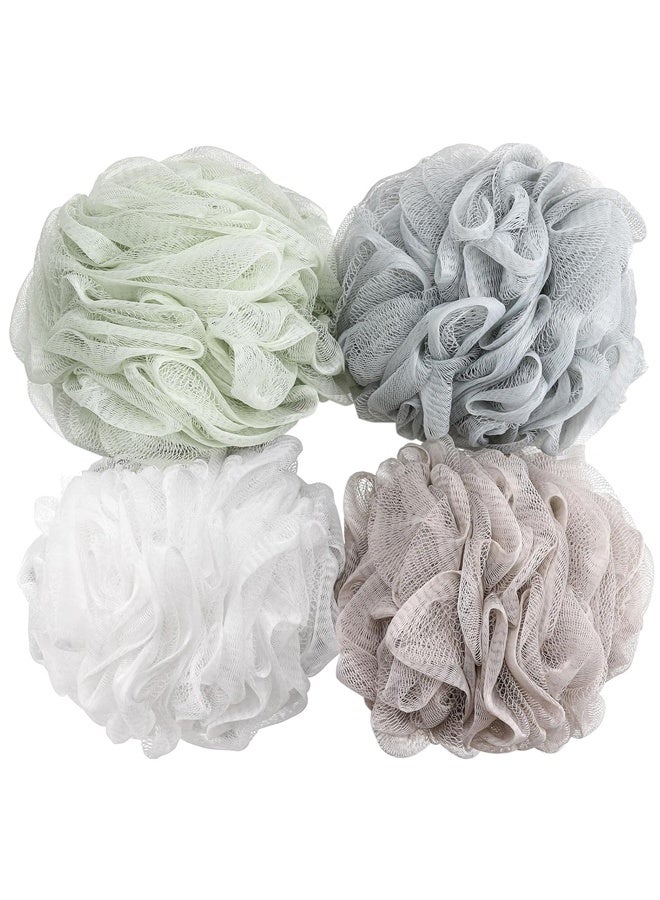 حمام اسفنجة دش ، حزمة من 4 ، Loofahs 60g شبكة بوف حمام Scrunchies غسل الجسم نفحة دش نفحة - Image 1