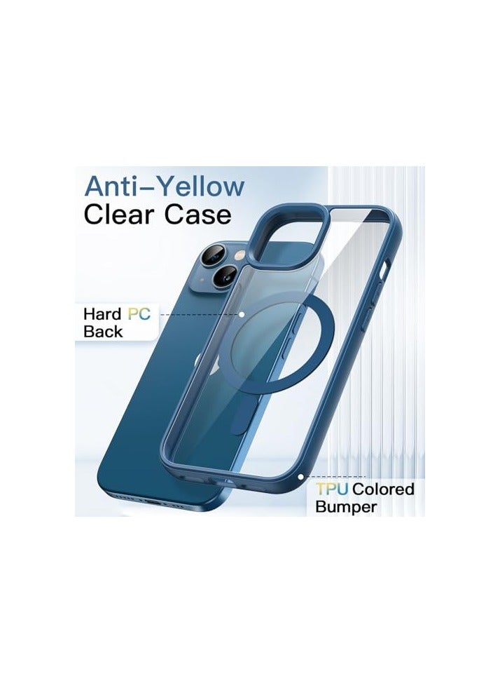 JETech Magnetic Case for iPhone 13 mini 5.4-Inch Compatible with MagSafe, Shockproof Phone Bumper Cover, Solid Color Matte TPU Frame, Anti-Scratch Clear Back (Blue) - Image 3
