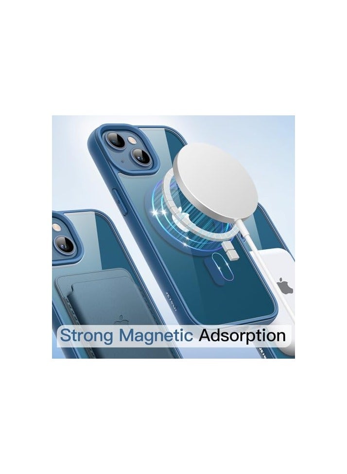 JETech Magnetic Case for iPhone 13 mini 5.4-Inch Compatible with MagSafe, Shockproof Phone Bumper Cover, Solid Color Matte TPU Frame, Anti-Scratch Clear Back (Blue) - Image 4