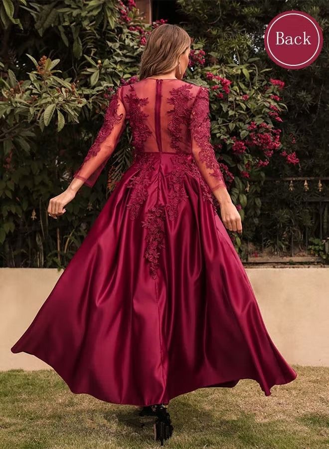 NIBEMINENT Banquet Party Wedding Dress for Women Evening Dresses Round Neck Knee-Length 3/4 Sleeve Prom Ball Gown Elegant Slim formal Dresses Bridesmaid Dress  - Image 4