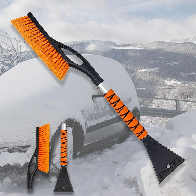 Wewymewo 27'' Snow Brush and Ice Scrapers for Car Windshield, 2-in-1 Car Accessories Detachable Snow Ice Scraper and Brush with Foam Grip for Cars, Trucks, SUVs - Image 1