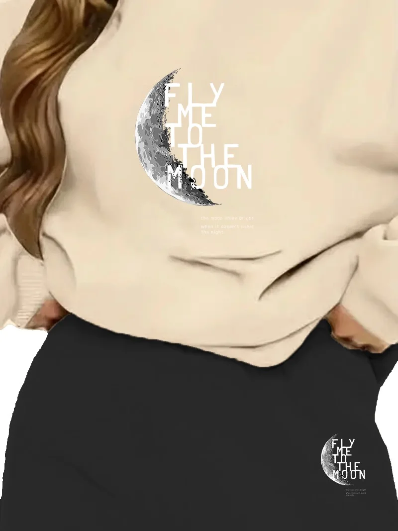 دوغ فش Tracksuit Oversize Flythemoon Printed Tracksuit,lover,couple Combination Beige