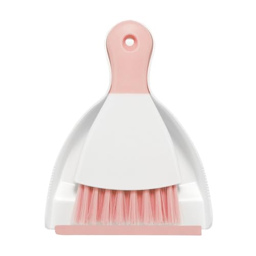 NACENA Mini Dustpan and Brush Set, Small Broom and Dustpan Set Dust Pan and Mini Hand Broom Dustpan and Broom Combo Compact for Home Table Keyboards Sofa Kitchen, Pink - Image 1